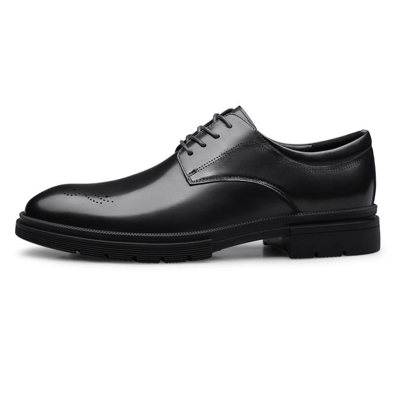 YINGLUNQISHI Top Grain Cow Leather Dress Shoes Men's Black