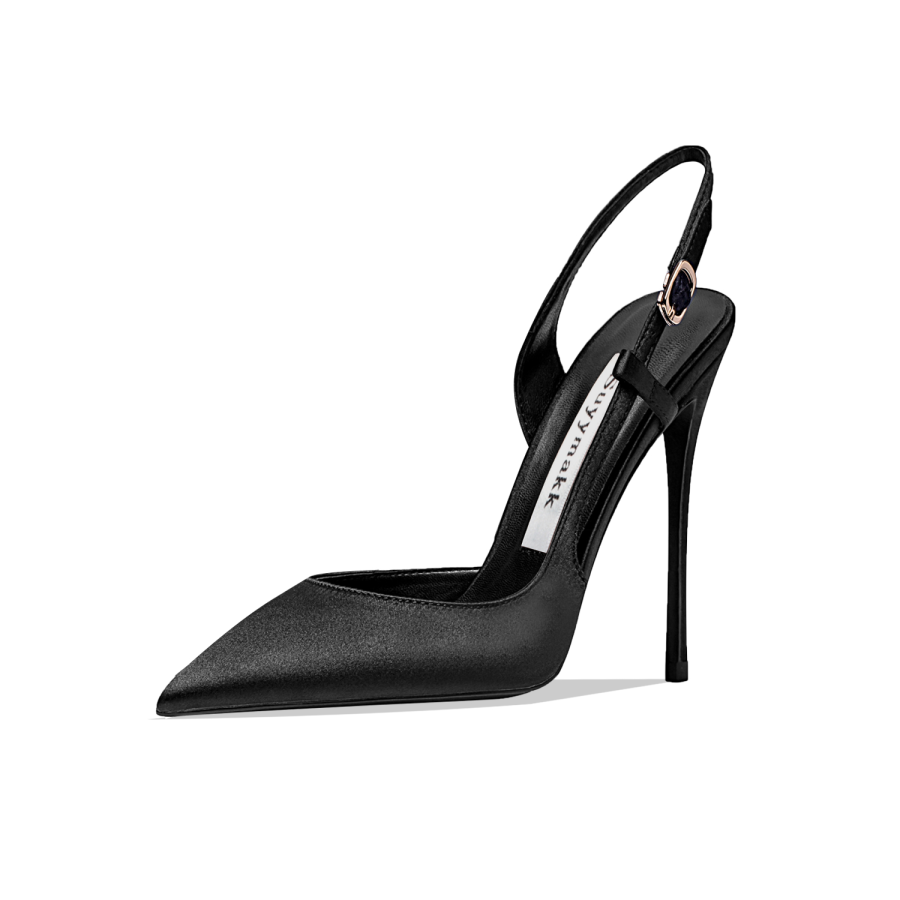 Suyymakk Satin One Strap Sandals For Women's Women's Black