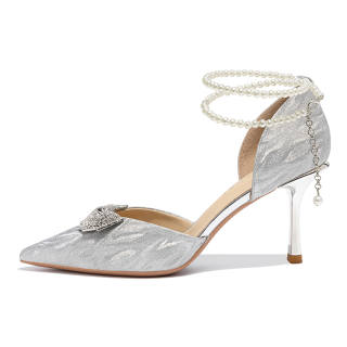 Ainer-cat Ainer cat Slim Heel High Heels 8cm Women's Silver