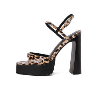 STARRO Cow Leather One Strap Sandals 13cm Women's Leopard Print