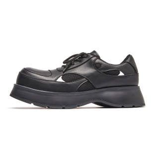 JIDONGRENKOU Cow Split Leather Casual Leather Shoes Men's Black