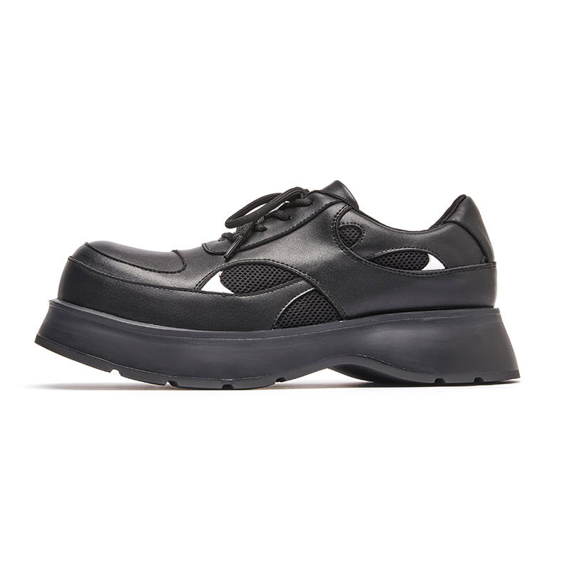 JIDONGRENKOU Cow Split Leather Casual Leather Shoes Men's Black