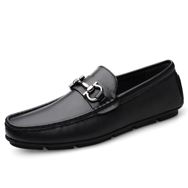PLAY COBBLER Cow Split Leather Gommino Loafers Men's Black