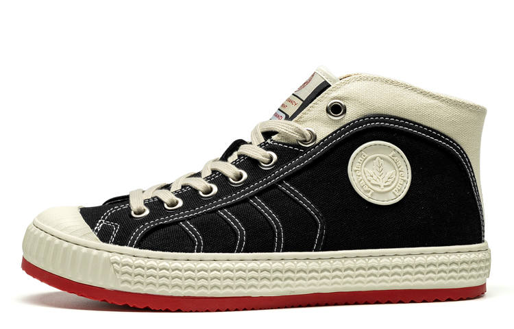 LEAVELAND Canvas Shoes Men's Mid Top Black/White/Green/Khaki