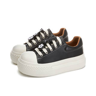 CHIBANG Chunky Shoes Cow Leather Height Increasing Height Increasing Low top Skateboard Shoes Women's