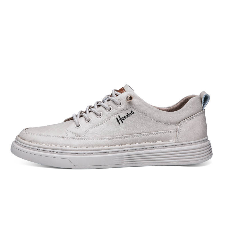 HAOXING HAOXING Cow Split Leather Casual Shoes Men's Beige