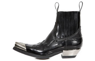 NEW ROCK Top Grain Cow Leather Chelsea Boots 4cm Unisex Black