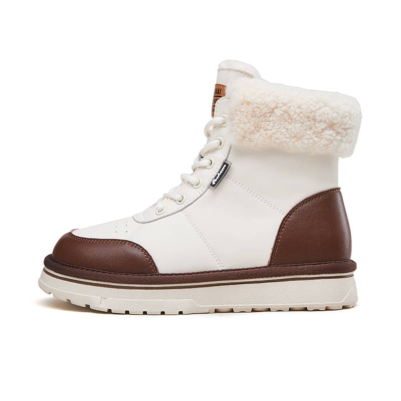 KANGNAI Cow Split Leather Short Snow Boots Women's