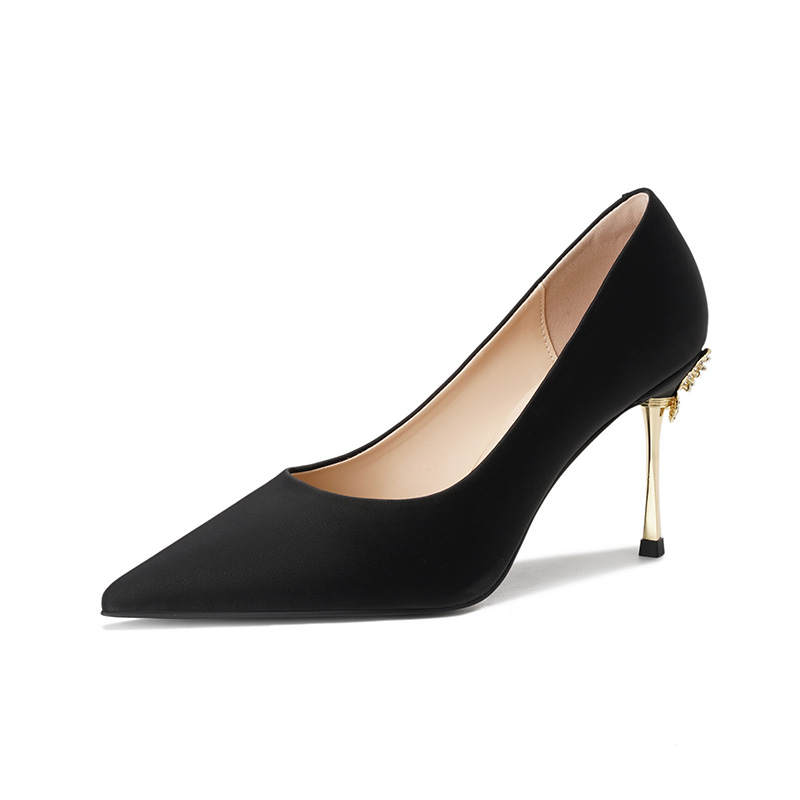 Zubumei Silk Slim Heel High Heels 8.5cm Women's