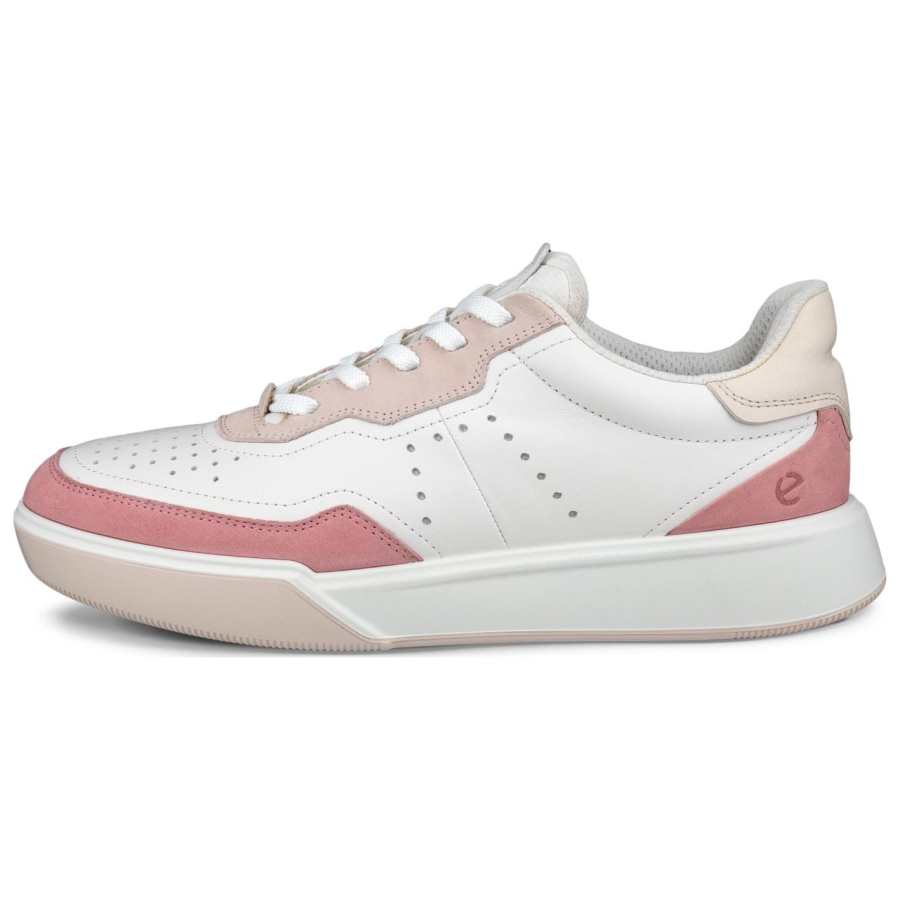 Ecco Leather Wear resistant And Lightweight Low top Skateboard Shoes Women's White Pink