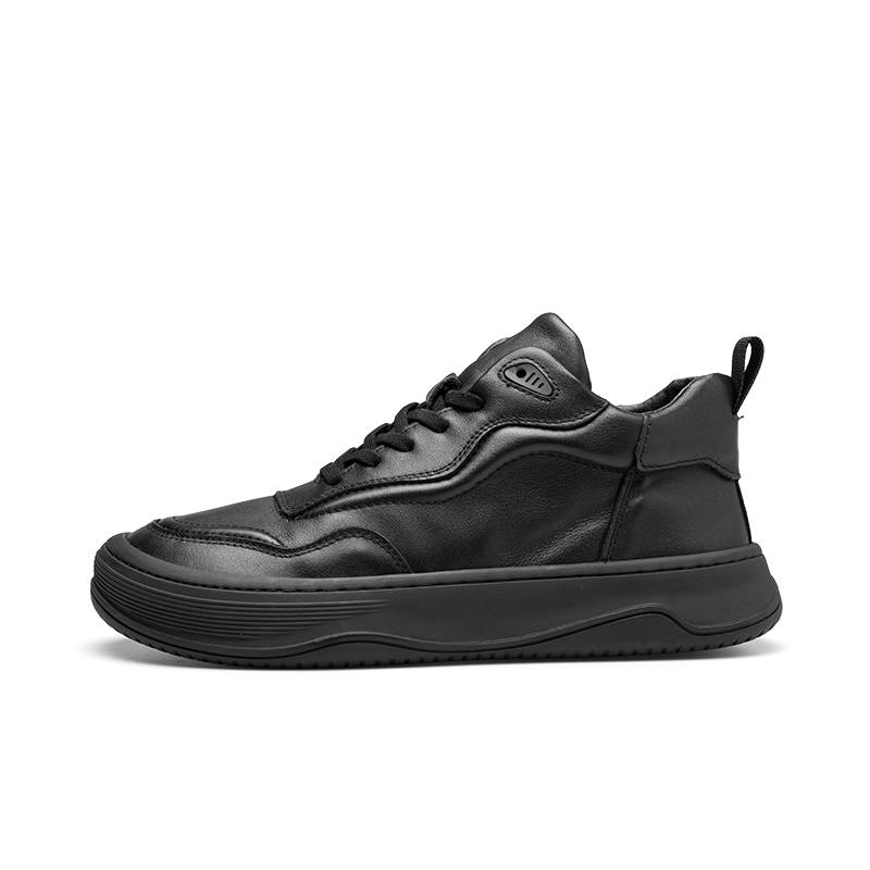 PARDASAUL Cow Leather High top Skateboard Shoes Men's Black
