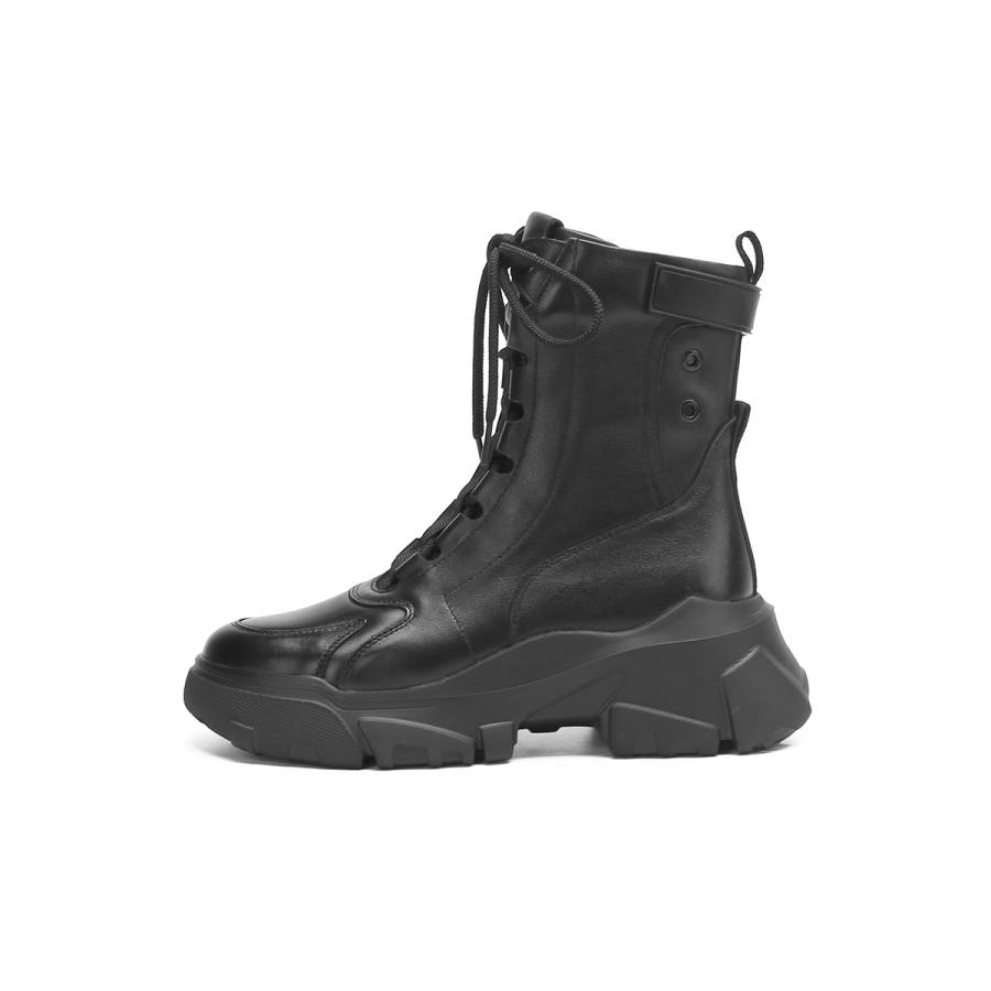 PIERCE GENTRY Short Mid Calf Combat Boots 5.5cm Women's