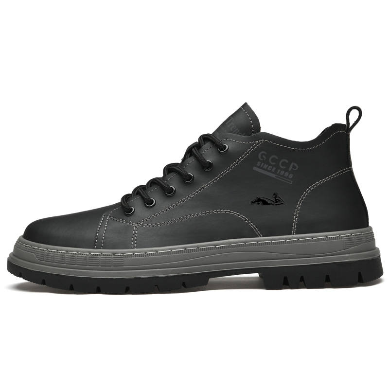 YINGLUNQISHI Cow Leather Casual Shoes Men's Black