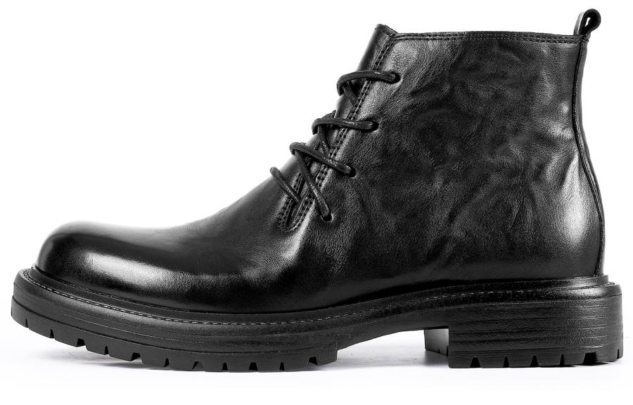 Desai Top Grain Cow Leather Short Combat Boots Men's Black