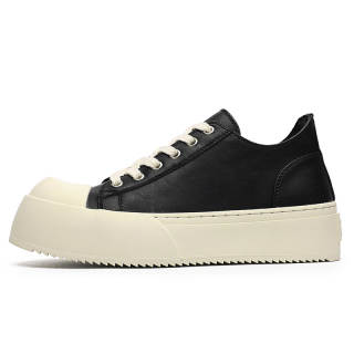 LUOMAIKE Microfiber Leather Low top Skateboard Shoes Unisex Black