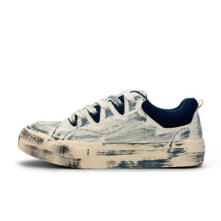 Mengsai Slip Resistant Abrasion Resistant Slip Resistant Abrasion Resistant Low top Skateboard Shoes Men's Beige Blue