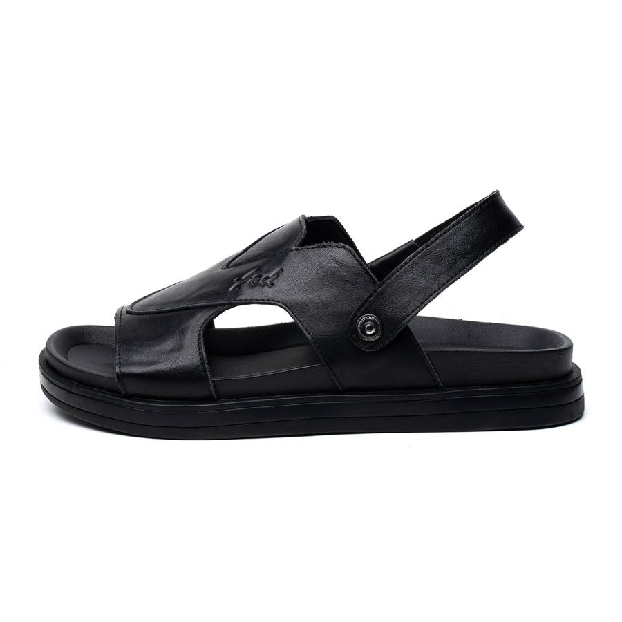 FED FED Top Grain Cow Leather Beach Sandals Men's Black