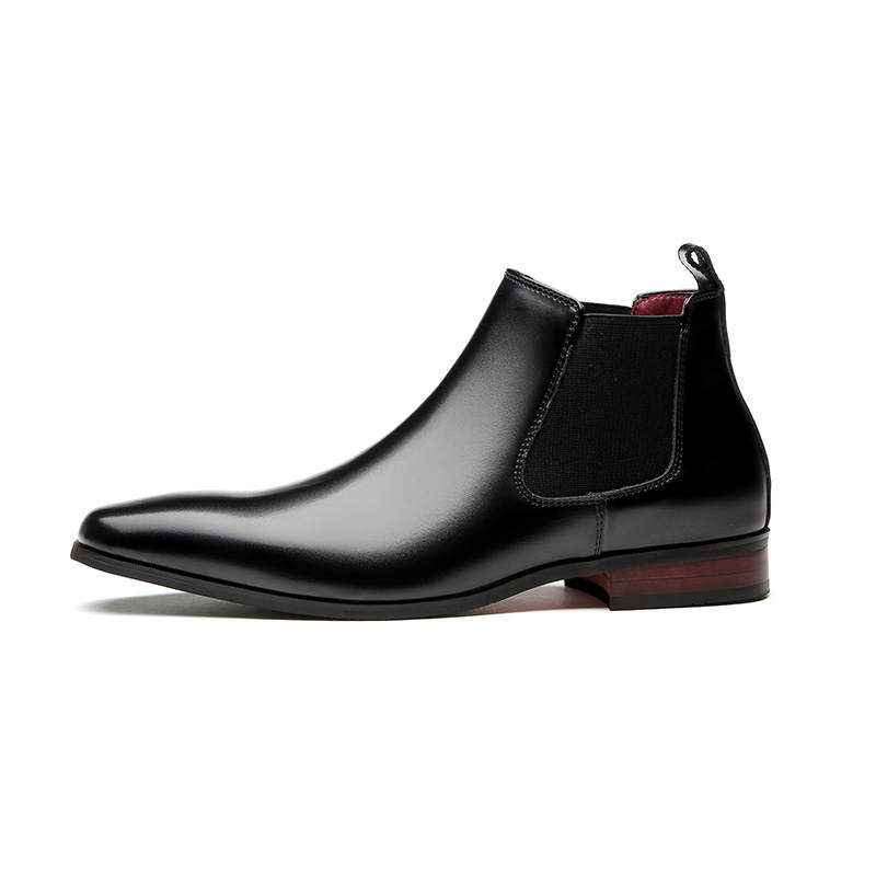 NIANZOUSUO Cow Split Leather Short Chelsea Boots Men's