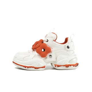 OOPPSS C Cow Leather Low top Chunky Sneakers 6cm Women's Orange