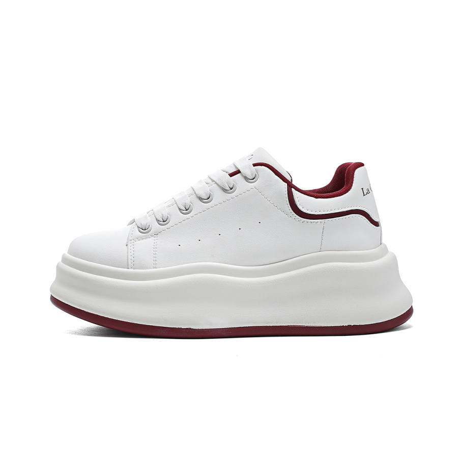 La Chapelle Synthetic Leather, Textile Abrasion Resistant Abrasion Resistant Low top Skateboard Shoes Women's Beige Red