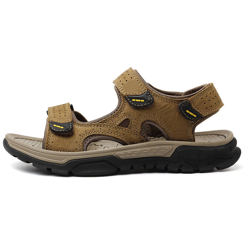 GONGNIULEITING Top Grain Cow Leather Beach Sandals Men's