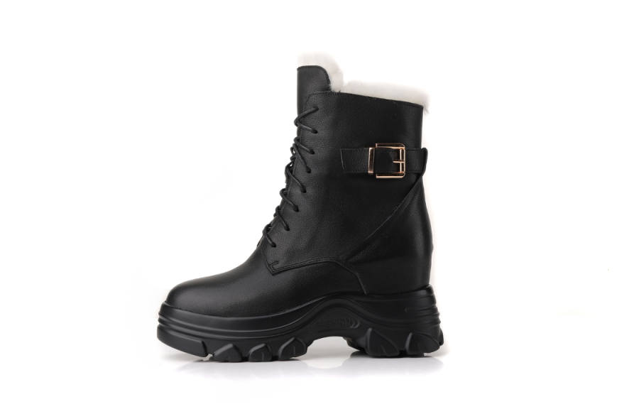 VEDULLAR VEDULLAR Top Grain Cow Leather Short Combat Boots 5.5cm Women's