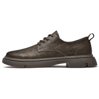 HAOXING Cow Split Leather Casual Shoes Men's Brown