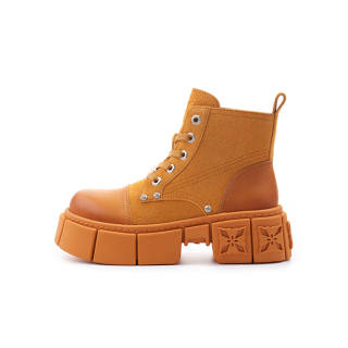 TRAPAR WAVES Short Combat Boots Women's Ginger Yellow