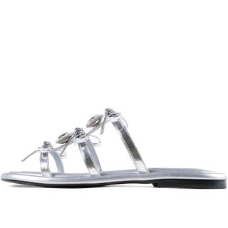 CICIFOR Rubber Sole Rhinestone Slip Resistant Slide Slippers Women's Silver