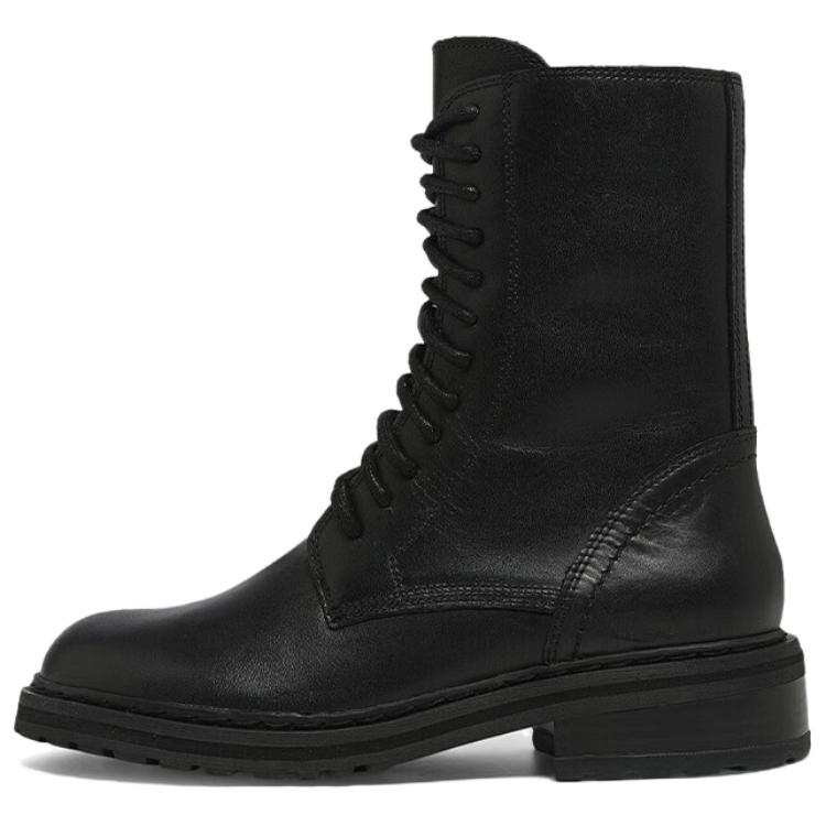 Clarks Cow Leather Short Combat Boots 4cm Women's Black
