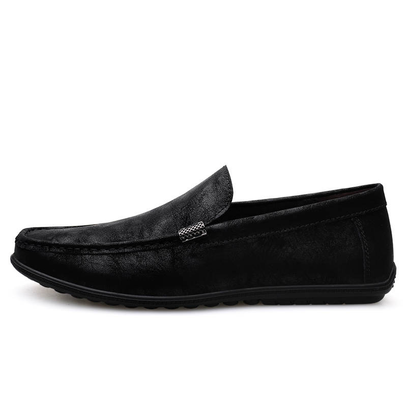 YINGLUNQISHI Top Grain Cow Leather Casual Shoes Men's Black