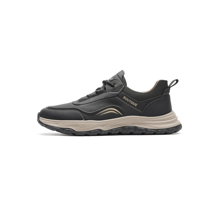 AOKANG Cow Leather Slip Resistant Low top Casual Shoes Men's Black