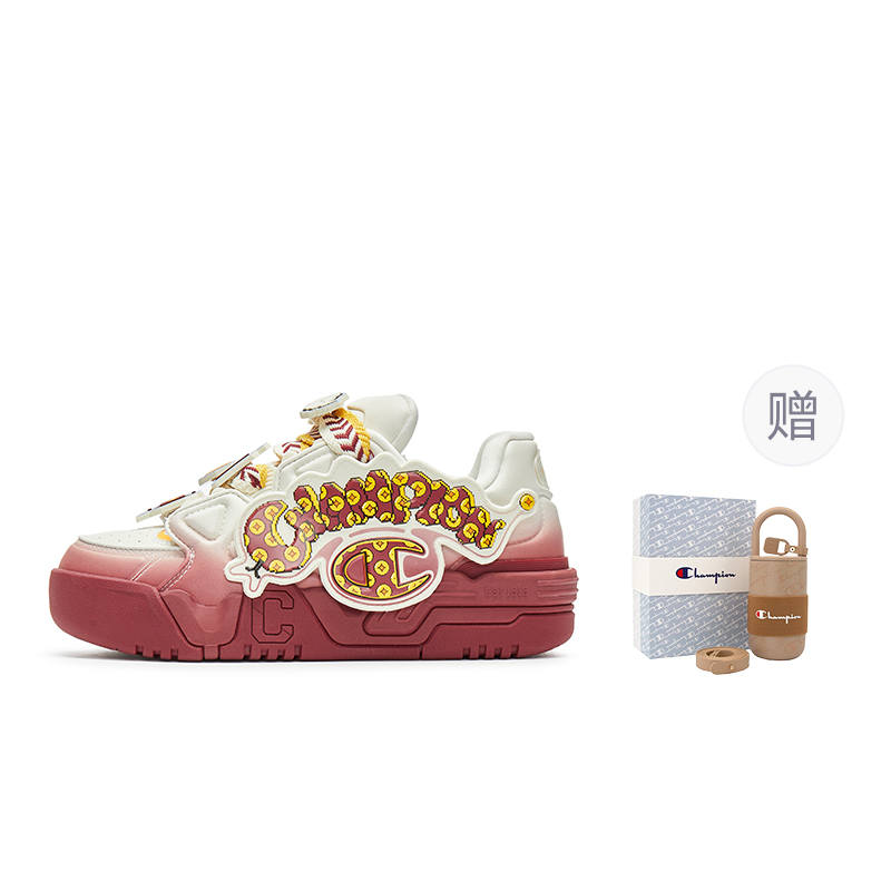 Champion Year Of The Snake Coco Skate Buckle Synthetic Leather Low top Skateboard Shoes Women's Milk White/Ash Red