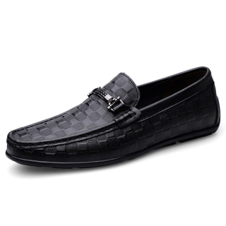 GEWEILUO Top Grain Cow Leather Casual Shoes Men's Black