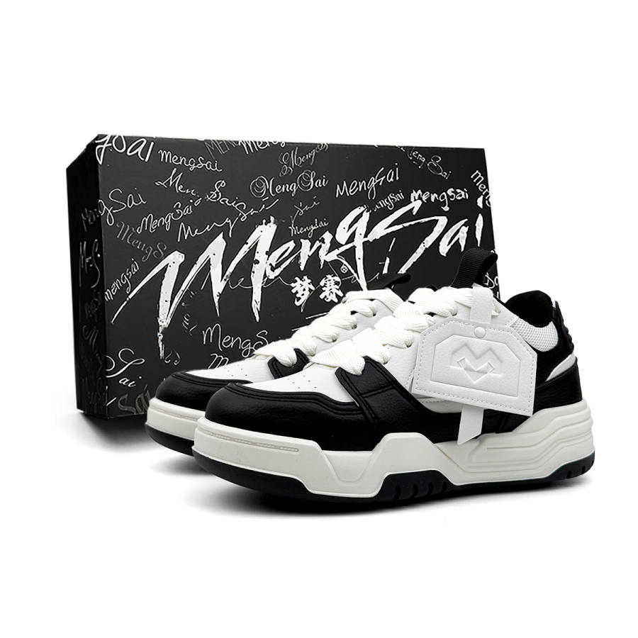 Mengsai Cushioning Abrasion Resistant Cushioning, Wear Resistant Low top Skateboard Shoes Men's Black White