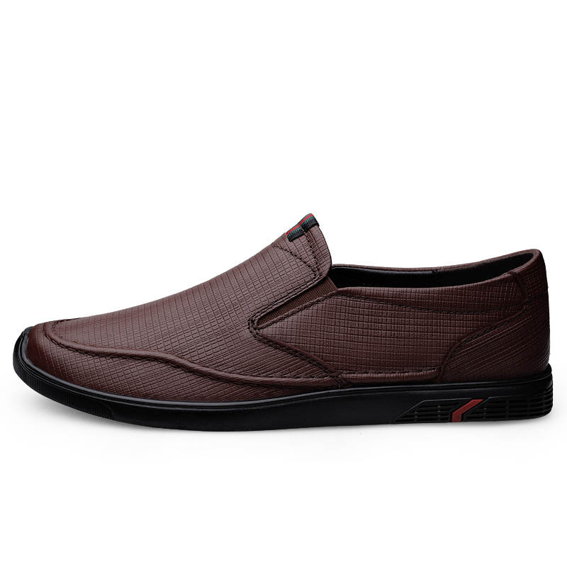YINGLUNQISHI Top Grain Cow Leather Casual Shoes Men's Brown