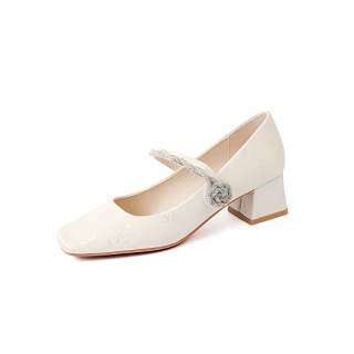 TATAYA Microfiber Leather Chunky Heel Mary Jane Shoes 4.5cm Women's