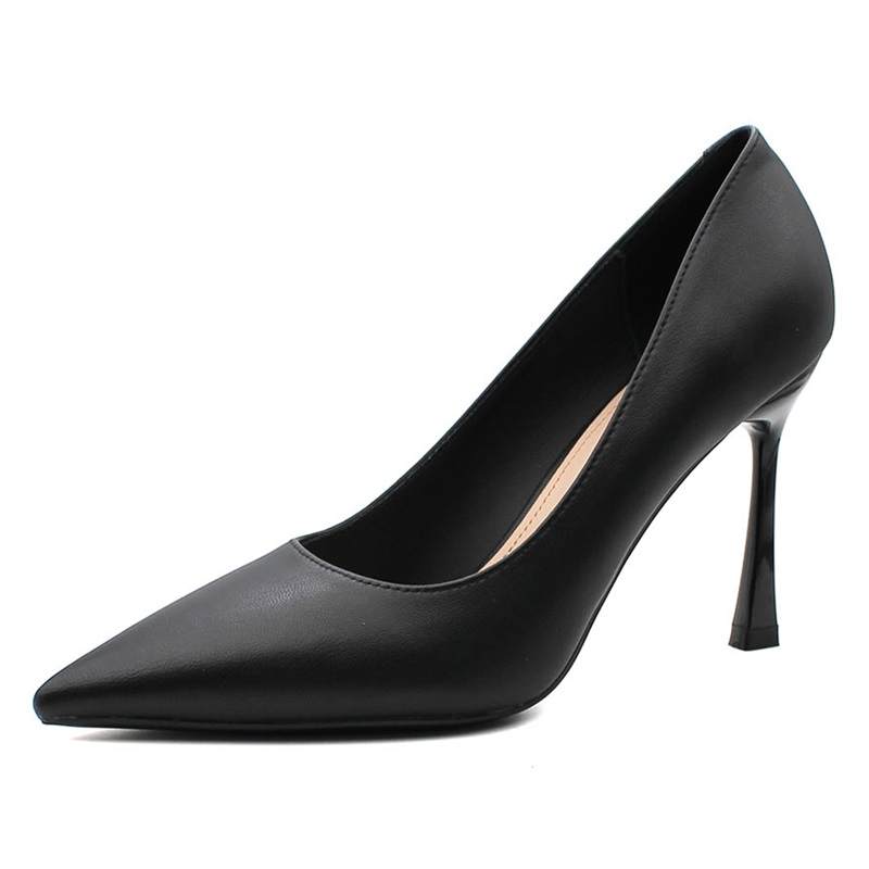 Zubumei Microfiber Leather Slim Heel High Heels 9.5cm Women's Black