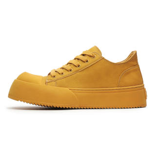 ACEMICKY Cow Split Leather Low top Skateboard Shoes Men's Yellow