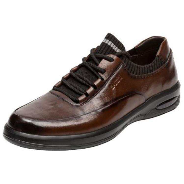 Satchi Textile, Cow Leather Comfortable Low top Casual Shoes Men's Coffee
