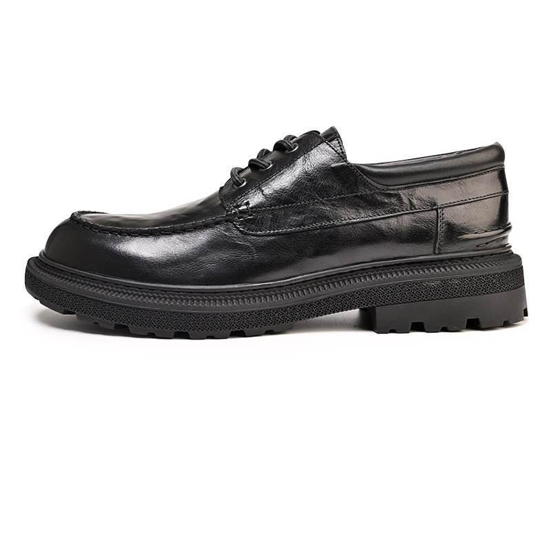 Brounvanm Top Grain Cow Leather Casual Shoes Men's Black