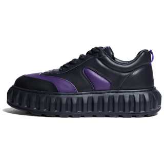 HERBEL Cow Leather Fashion Color Block Casual Shoes Men's Purple