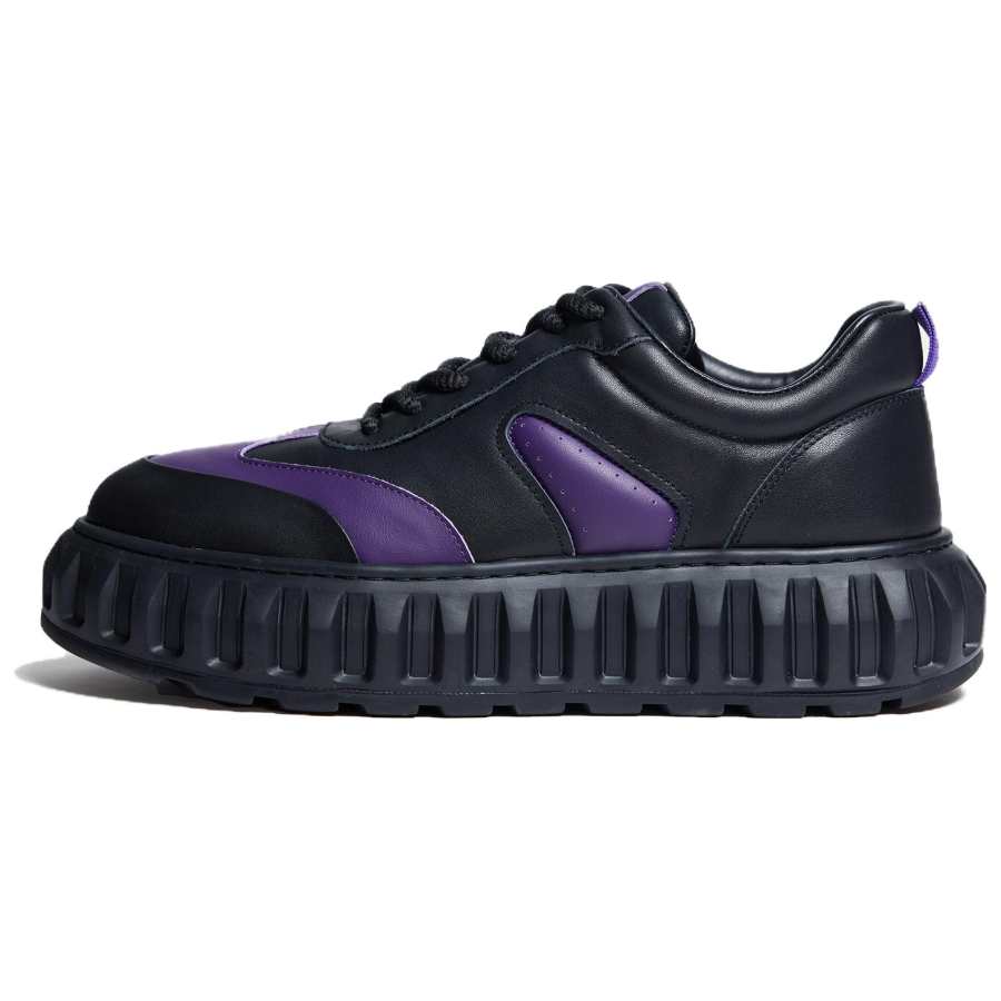 HERBEL Cow Leather Fashion Color Block Casual Shoes Men's Purple