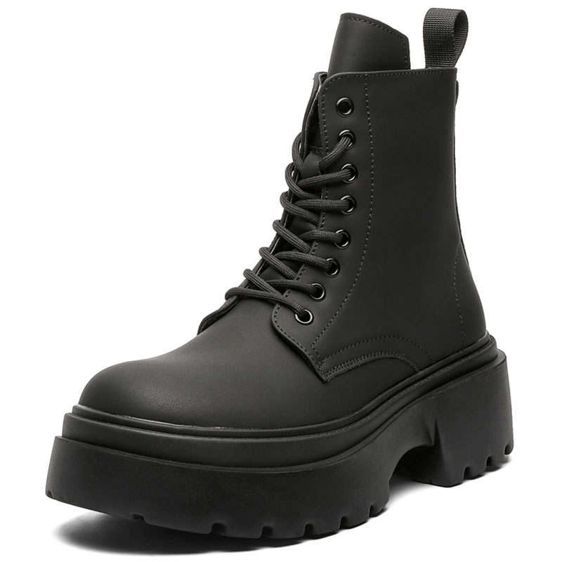 KAQIAODI Microfiber Leather Short Combat Boots Men's Black