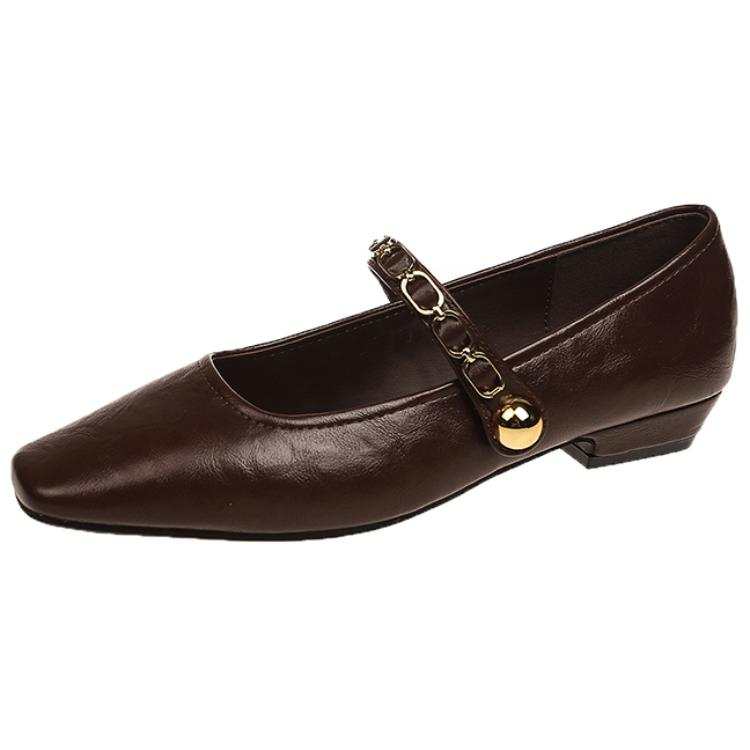 PARK DANCE Microfiber Leather Chunky Heel Mary Jane Shoes Women's