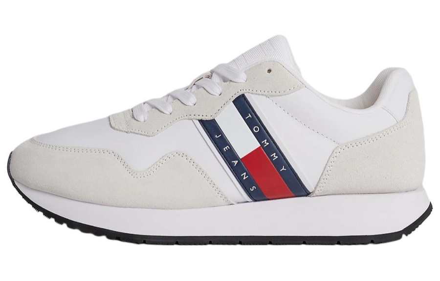 Tommy Hilfiger Leather Abrasion Resistant Abrasion Resistant Low top Casual Shoes Men's White Gray Blue
