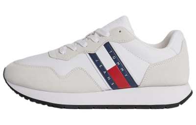 Tommy Hilfiger Leather Abrasion Resistant Abrasion Resistant Low top Casual Shoes Men's White Gray Blue