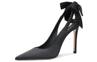 Lily Wei Night Paris Fabric Slim Heel High Heels 10cm Women's Black