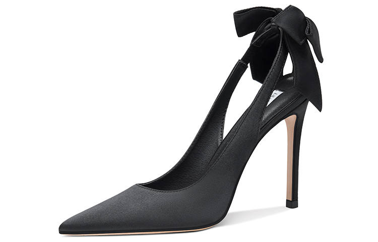 Lily Wei Night Paris Fabric Slim Heel High Heels 10cm Women's Black
