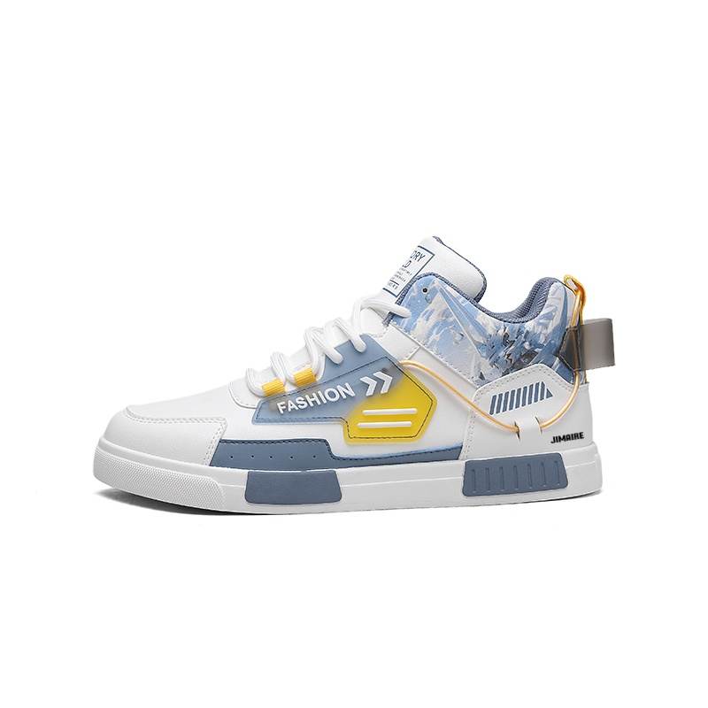 JINMAIWANG Synthetic Leather, Top Grain Cow Leather Slip Resistant Slip Resistant Mid top Skateboard Shoes Men's